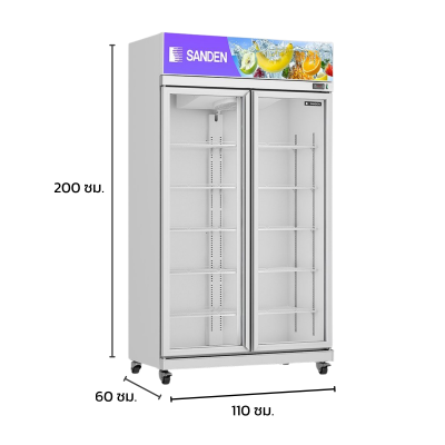 ตู้แช่เย็น 2 ประตู Sanden รุ่น YPE-1100/WH ขนาด 27.2 Q สีขาว