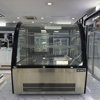 ตู้แช่เค้กวางเคาร์เตอร์กระจกโค้ง Sanden รุ่น SKC-0070G ขนาด 3Q มี 2 ชั้นวาง ตู้แช่เค้กวางเคาร์เตอร์กระจกโค้ง Sanden รุ่น SKC-0070G ขนาด 3Q มี 2 ชั้นวาง