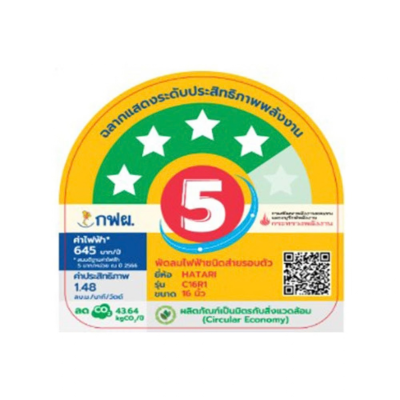 พัดลมโคจร ฮาตาริ  HATARI รุ่น C16R1 แบบควบคุมการส่าย มีรีโมท ขนาด 16 นิ้ว