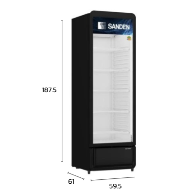 ตู้แช่เครื่องดื่ม ตู้แช่มินิมาร์ท 1 ประตู SANDEN รุ่น SPC-0390 / SPC-0390/Black  ขนาด 13.4 Q สีดำ