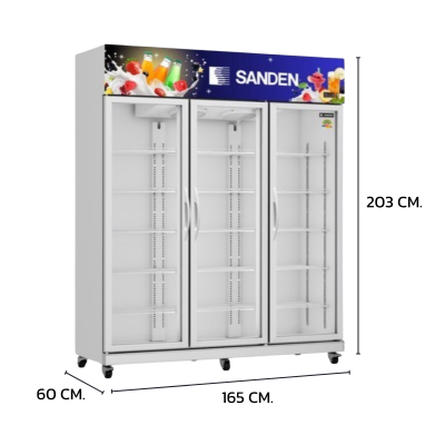 ตู้แช่เย็น 3 ประตู Sanden รุ่น YPE-1650/YPC-1650/YPC-1650/WH ขนาด 41.7Q สีขาว
