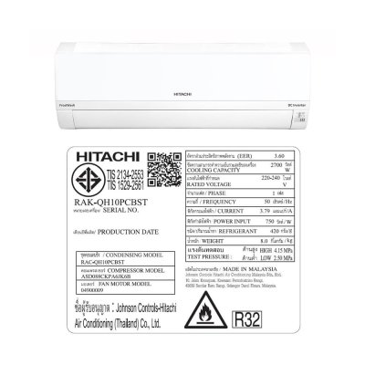 แอร์บ้าน เครื่องปรับอากาศ Hitachi Inverter รุ่น RAK-QH10PCBST ขนาด 9,260 BTU