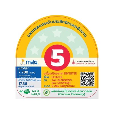 แอร์บ้าน เครื่องปรับอากาศ Hitachi Inverter รุ่น RAK-QH10PCBST ขนาด 9,260 BTU