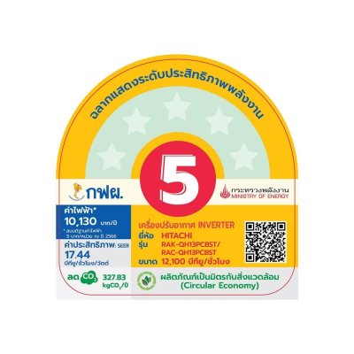 แอร์บ้าน เครื่องปรับอากาศ Hitachi Inverter รุ่น RAK-QH13PCBST ขนาด 12,100 BTU