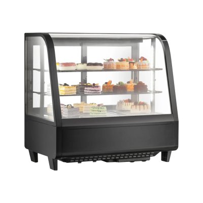 ตู้แช่เค้กวางเคาร์เตอร์ Sanden รุ่น SKR-0070 / SKR-0070C / SKE-0070R ขนาด 3.5Q สีดำ 2 ชั้นวาง