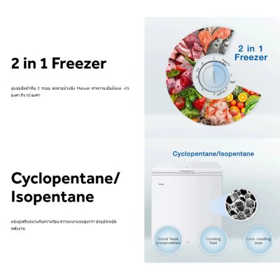 ตู้แช่แข็งฝาทึบ 2 ระบบ แช่แข็ง-แช่เย็น Haier รุ่น HCF-208C2 ขนาด 5 Q