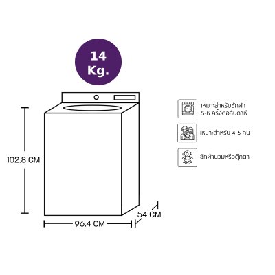 เครื่องซักผ้า 2 ถัง Samsung รุ่น WT14B5040BA/ST ขนาด 14 Kg. สีดำ