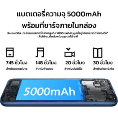 มือถือ Xiaomi Redmi 10A ความจุ 3+64GB (เครื่องศูนย์รับประกัน 1 ปี)