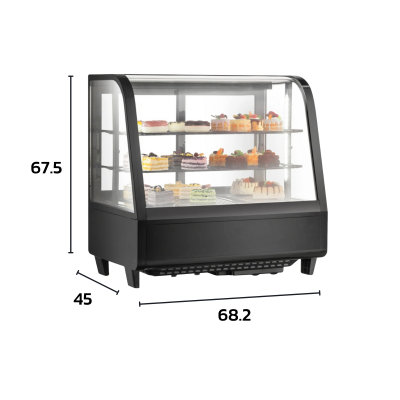 ตู้แช่เค้กวางเคาร์เตอร์ Sanden รุ่น SKR-0070 / SKR-0070C / SKE-0070R ขนาด 3.5Q สีดำ 2 ชั้นวาง