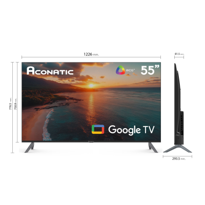 Aconatic ทีวี 55 นิ้ว QLED 4K Google TV รุ่น 55QS1000AN Dolby Vision Atmos MEMC Voice Search Netflix YouTube