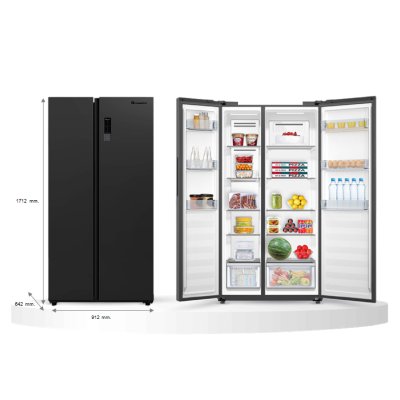 Aconatic ตู้เย็น Side by Side 18.5Q รุ่น AN-FR5250S สี Dark Gray ระบบ Dual Inverter ควบคุมสัมผัส