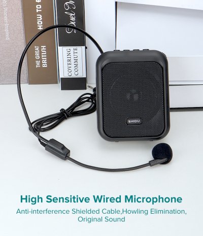 SHIDO รุ่น SD-M100 เครื่องขยายเสียงไมโครโฟนไร้สาย Voice Amplifier ขนาดเล็ก พร้อมไมโครโฟนอะคูสติกพิเศษ ขยายเสียงคุณภาพ Hi-Fi เทคโนโลยี MP3 รองรับการ์ด TF และ USB, Bluetooth 5.0 EDR