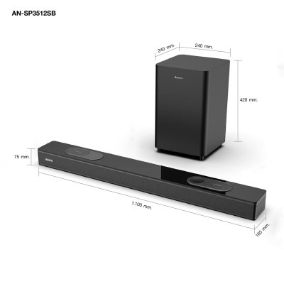 Aconatic Sound Bar พลังเสียง 300W รุ่น AN-SP3512SB รองรับ Bluetooth 5.3 HDMI ARC Dolby Atmos