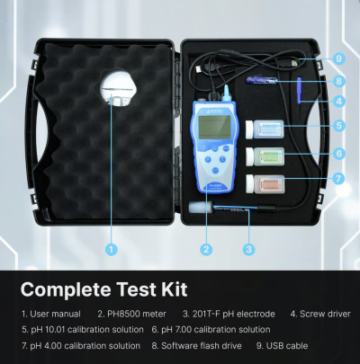 PH8500 Portable pH Meter Kit with GLP Data Logger and USB Data Output