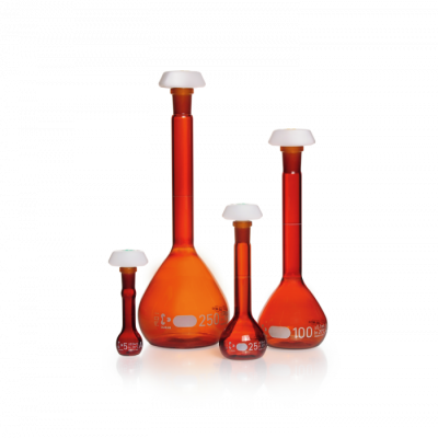 DURAN® Volumetric Flask Class A amber, batch certificate