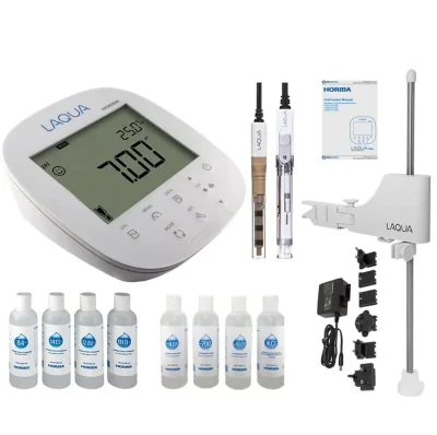 HORIBA™ เครื่องวัดค่าความเป็นกรด-ด่าง, ค่าโออาร์พี (ORP), ค่าการนำไฟฟ้า, ค่าความต้านทานไฟฟ้า, ค่าของแข็งละลายในน้ำ, ค่าความเค็ม และอุณหภูมิ ของสารละลายแบบตั้งโต๊ะ รุ่น LAQUA PC1500-S