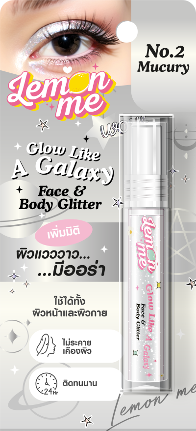 LEMON ME GLOW LIKE A GALAXY FACE & BODY GLITTER NO.2 MUCURY