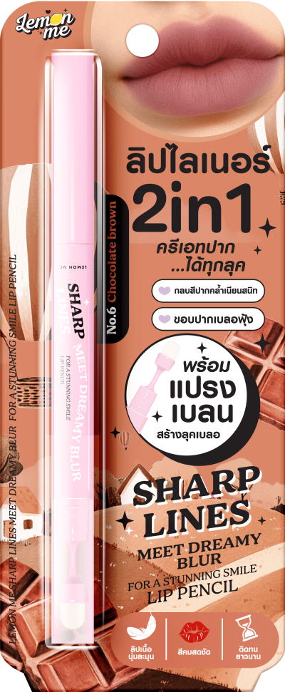 LEMON ME SHARP LINE MEET DREAMY BLUR FOR A STUNNING SMILE LIP PENCIL NO.6 CHOCOLATE BROWN