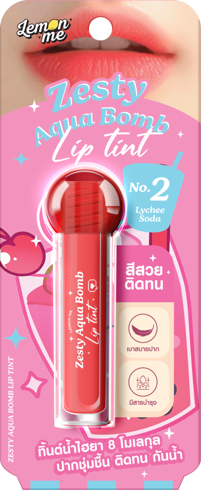 LEMON ME ZESTY AQUA BOMB LIP TINT NO.2 LYCHEE SODA