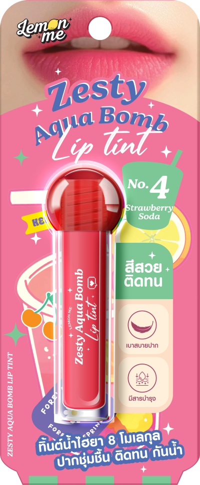 LEMON ME ZESTY AQUA BOMB LIP TINT NO.4 STRAWBERRY SODA