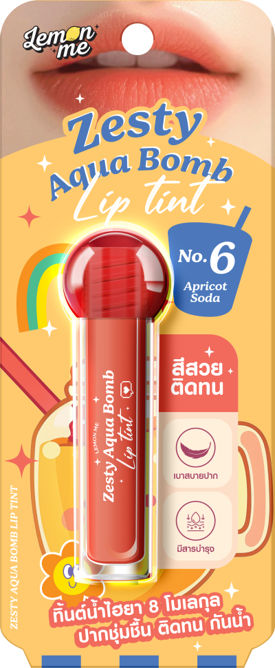 LEMON ME ZESTY AQUA BOMB LIP TINT NO.6 APRICOT SODA