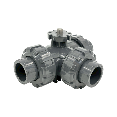 WF - UPVC SCH80 Direct Mount 3-Way Ball Valve L Port ASTM