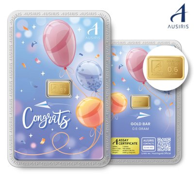 ทองคำแท่ง 96.5% น้ำหนัก 0.6 กรัม การ์ดCongrats Balloon
