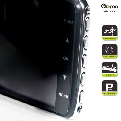 Gizmo กล้องติดรถยนต์ ภาพชัดระดับ Full HD หน้าจอใหญ่ 4 นิ้ว เมนูภาษาไทย รุ่น GC-007 แถมฟรี กล้องหลังคุณภาพสูง