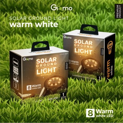 Gizmo ไฟสนาม โซล่าเซลล์ โคมไฟสนาม ไฟโซล่าเซลล์ สปอร์ตไลท์ LED 8 ดวง เปิด-ปิด อัตโนมัติ รุ่น GSH-001