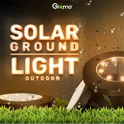 Gizmo ไฟสนาม โซล่าเซลล์ โคมไฟสนาม ไฟโซล่าเซลล์ สปอร์ตไลท์ LED 8 ดวง เปิด-ปิด อัตโนมัติ รุ่น GSH-001