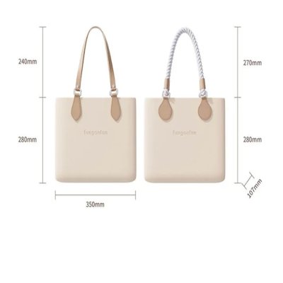 Fungoofun Fashion Tote Bag กระเป๋าสะพายไหล่ 3 มิติ มีหูหิ้วสายหนังและสายผ้าฝ้าย พร้อมกระเป๋าด้านในแบบถอดได้ รุ่น F529