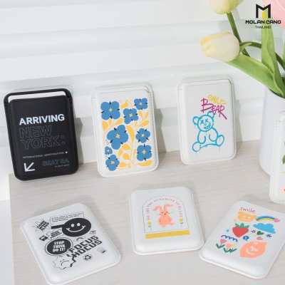 Hana Printing pocket card ช่องเก็บบัตร แบบแม่เหล็ก วัสดุหนัง มีลาย 8 ลาย