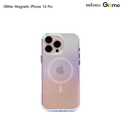 Wlons Glitter Magnetic Case เคสใสกลิตเตอร์ โฮโลแกรมไล่สี สำหรับไอโฟน 16/16+/16pro/16promax