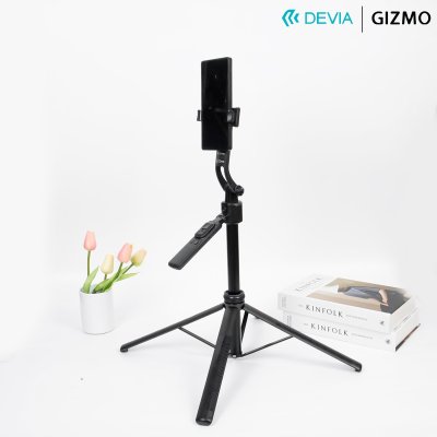 Devia ไม้เซลฟี่อัจฉริยะระบบติดตาม AI Face Tracking Selfie-Stick+Streaming Stand Black