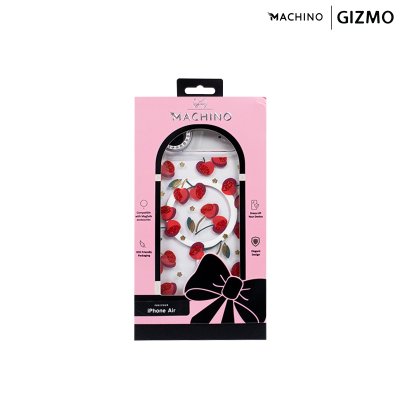Machino Crystal Clear MagSafe Cherry Case for iPhone 17 เคสใสลายเชอร์รี่ติดคริสตัล