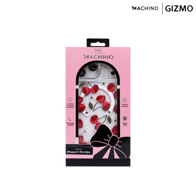 Machino Crystal Clear MagSafe Cherry Case for iPhone 17 เคสใสลายเชอร์รี่ติดคริสตัล