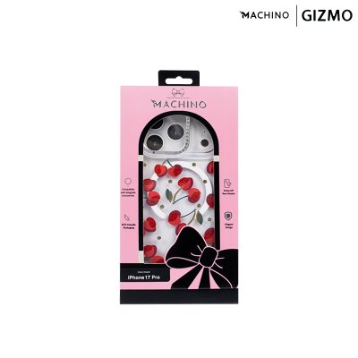 Machino Crystal Clear MagSafe Cherry Case for iPhone 17 เคสใสลายเชอร์รี่ติดคริสตัล