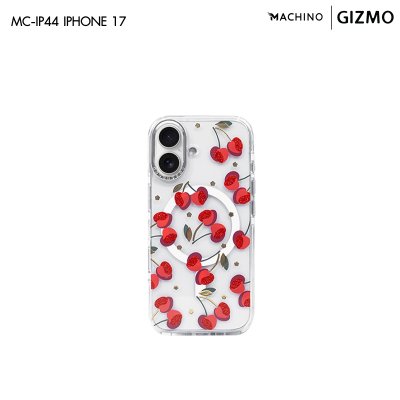 Machino Crystal Clear MagSafe Cherry Case for iPhone 17 เคสใสลายเชอร์รี่ติดคริสตัล