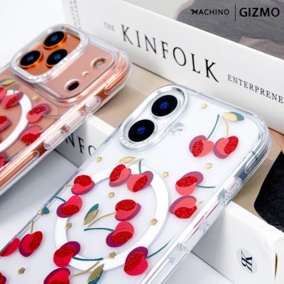 Machino Crystal Clear MagSafe Cherry Case for iPhone 17 เคสใสลายเชอร์รี่ติดคริสตัล