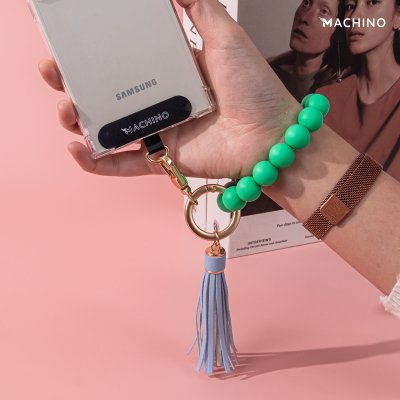 MACHINO สายคล้องมือ Universal Hand Wrist Strap Metal+Silicone Beads+Vagan Leather (MC-SH04)