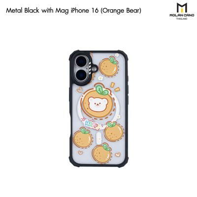 Molan Cano metal Black with Magsafe iPhone 16 เคสใสขอบดำ สกีนลายรองรับชาร์จไร้สาย