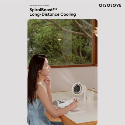 Aisolove Desktop Fan พัดลมพกพาอัจฉริยะ  พัดลมตั้งโต๊ะและแขวนผนัง แบตเตอรี่ 6000mAh ปรับลม 100 ระดับ รุ่น F17-1