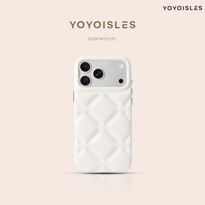 YOYOISLES Cloud Series Case iPhone 17 Pro Max เคสโทรศัพท์ลายตารางนูน 3D สไตล์มินิมอลหรูหรา