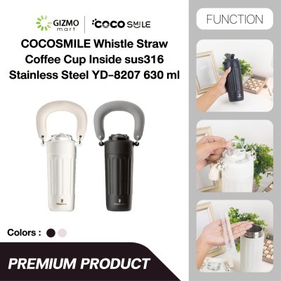 COCOSMILE Whistle straw coffee cup inside sus316 stainless steel แก้วเก็บความเย็นมีหลอดในตัว รุ่น YD-8207 ขนาด 630 ml
