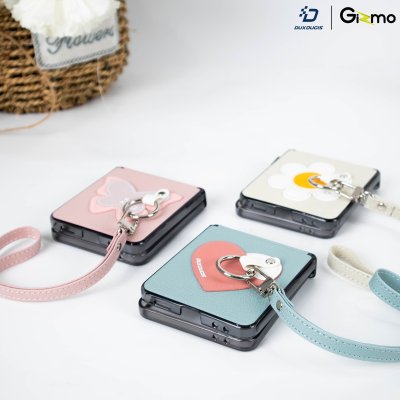 DuxDucis Luvy เคสหนัง Z Flip7 ลาย 3D พร้อมสายคล้องมือ