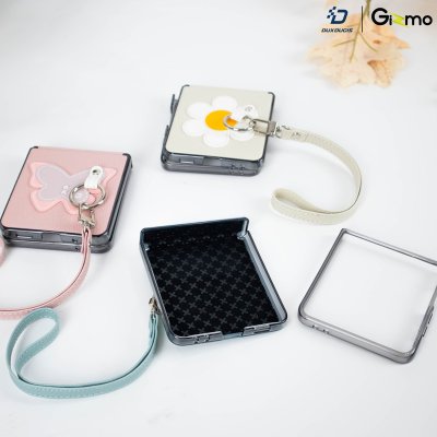 DuxDucis Luvy เคสหนัง Z Flip7 ลาย 3D พร้อมสายคล้องมือ