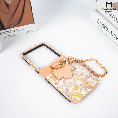 Molan Cano Paisley เคสหนัง Z Flip7 ลายดอกไม้ มีที่ใส่บัตร