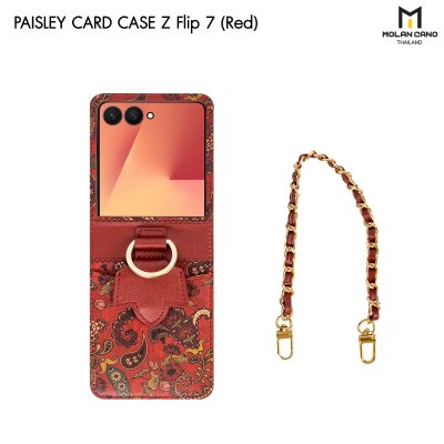 Molan Cano Paisley เคสหนัง Z Flip7 ลายดอกไม้ มีที่ใส่บัตร