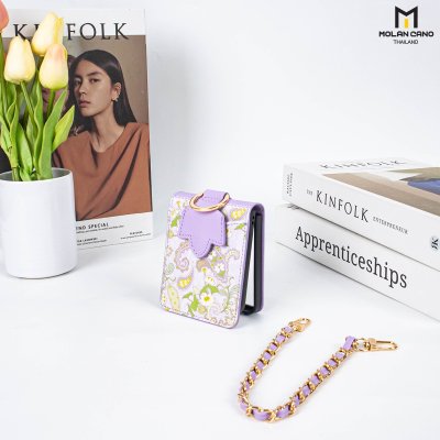 Molan Cano Paisley เคสหนัง Z Flip7 ลายดอกไม้ มีที่ใส่บัตร