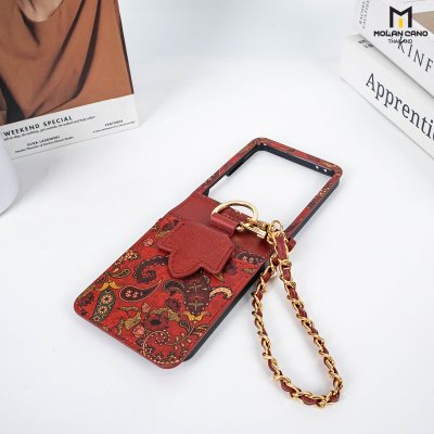 Molan Cano Paisley เคสหนัง Z Flip7 ลายดอกไม้ มีที่ใส่บัตร
